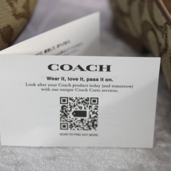 Coach Wendy Signature Ballet Flats Khaki Dark Saddle Size 7B New With Box - Picture 8 of 11